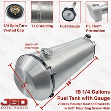 Universal 12''x38'' 18.3 Gallon 1/4 NPT Spun Aluminum Gas Tank Fuel Tank W/Gauge