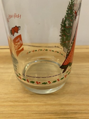 Vtg 1970's Holly Hobbie Coca Cola Christmas Glass American Greetings Tree Gift - Picture 3 of 5