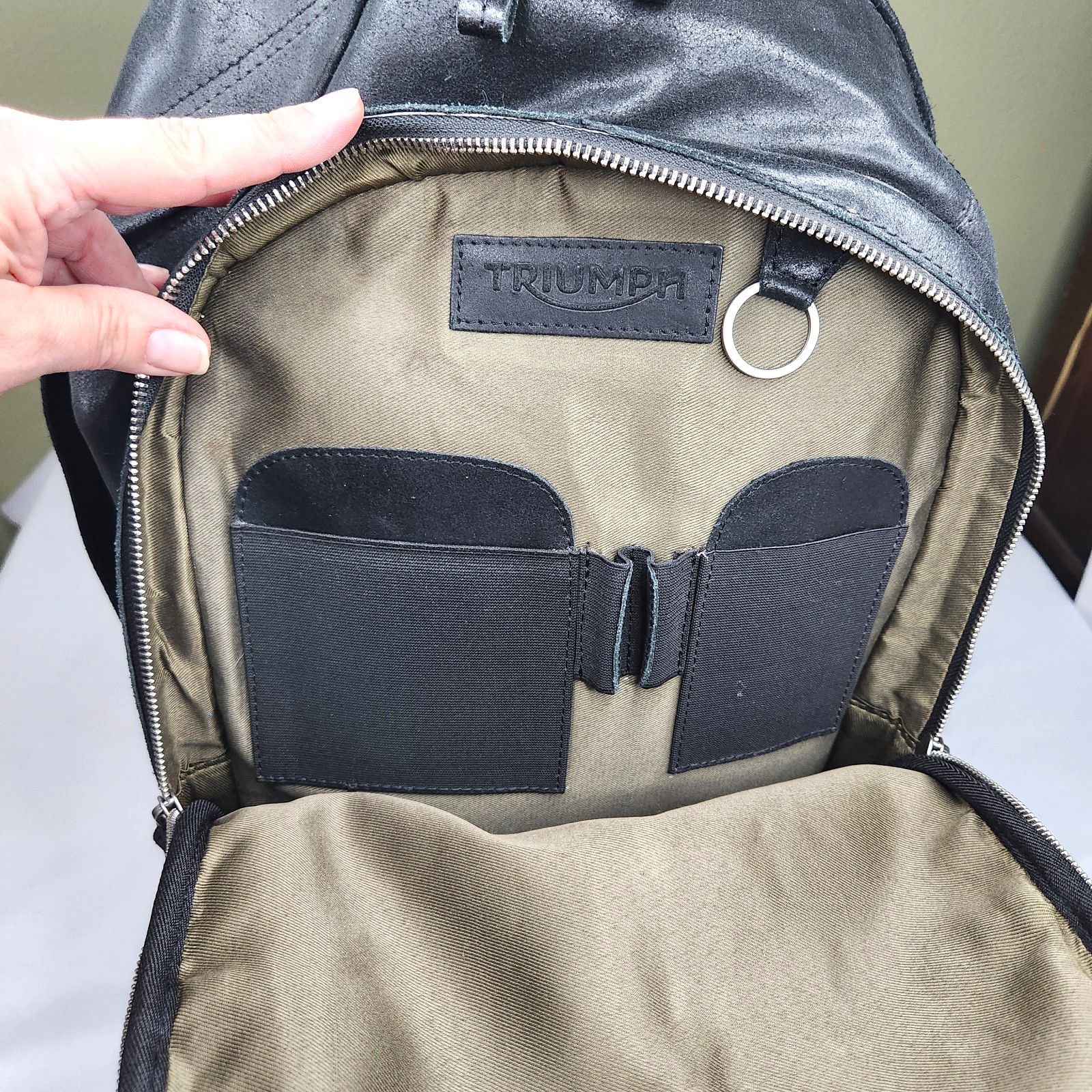 Triumph Motorcycle Backpack Large Thick Black Lea… - image 10