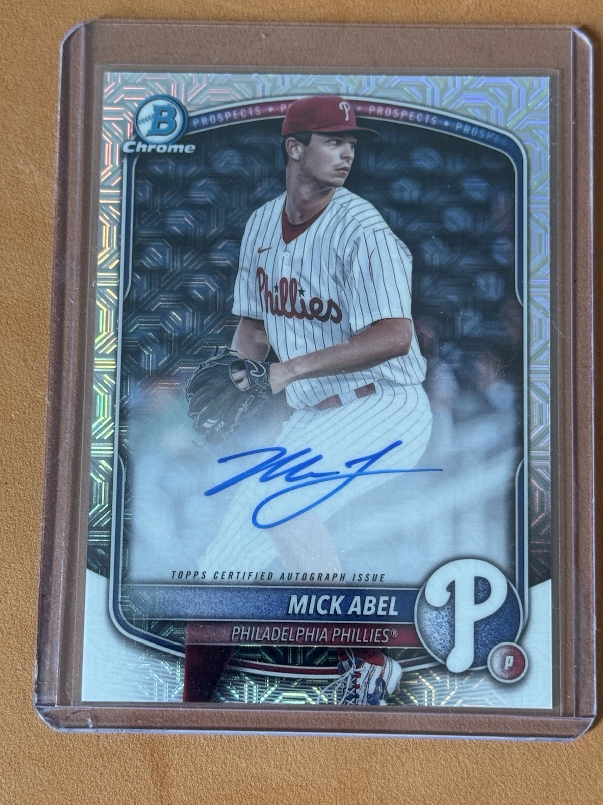 2025 Bowman Mick Abel Chrome Prospect Auto Mega Box Mojo Refractor #BMA-MA