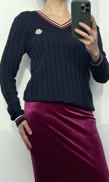 Women Moncler Sweater Navy Cotton 38