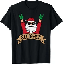 Christmas Sleigher Santa Rock Xmas Rocker Men Women Kids Boy T Shirt