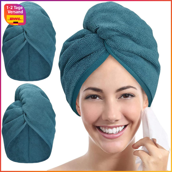 Mikrofaser Handtuch Haarturban 2 StüCk Schnell SaugfäHig FüR Damen Kinder-image