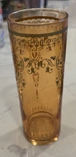 Orange Colored with Gold Gilding Moroccan Tea Glasses