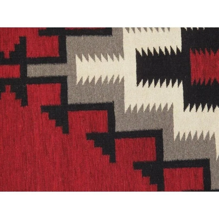 5×8 Ft Red Navajo Wool Kilim Rug Native American Style Southwest Aztec Area Rug - Image 2 of 4