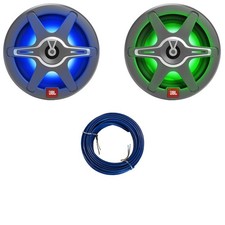 2x JBL Club Marine 6.5" 225W Max Power 2-Way Marine Audio RGB LED Speakers, Wire