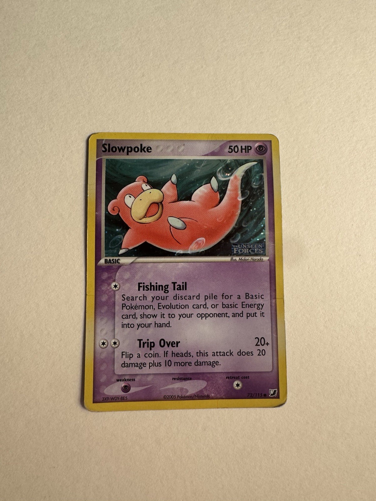 Pokémon EX Unseen Forces 2005 Slowpoke Stamped Reverse Holo Rare 72/115 NM