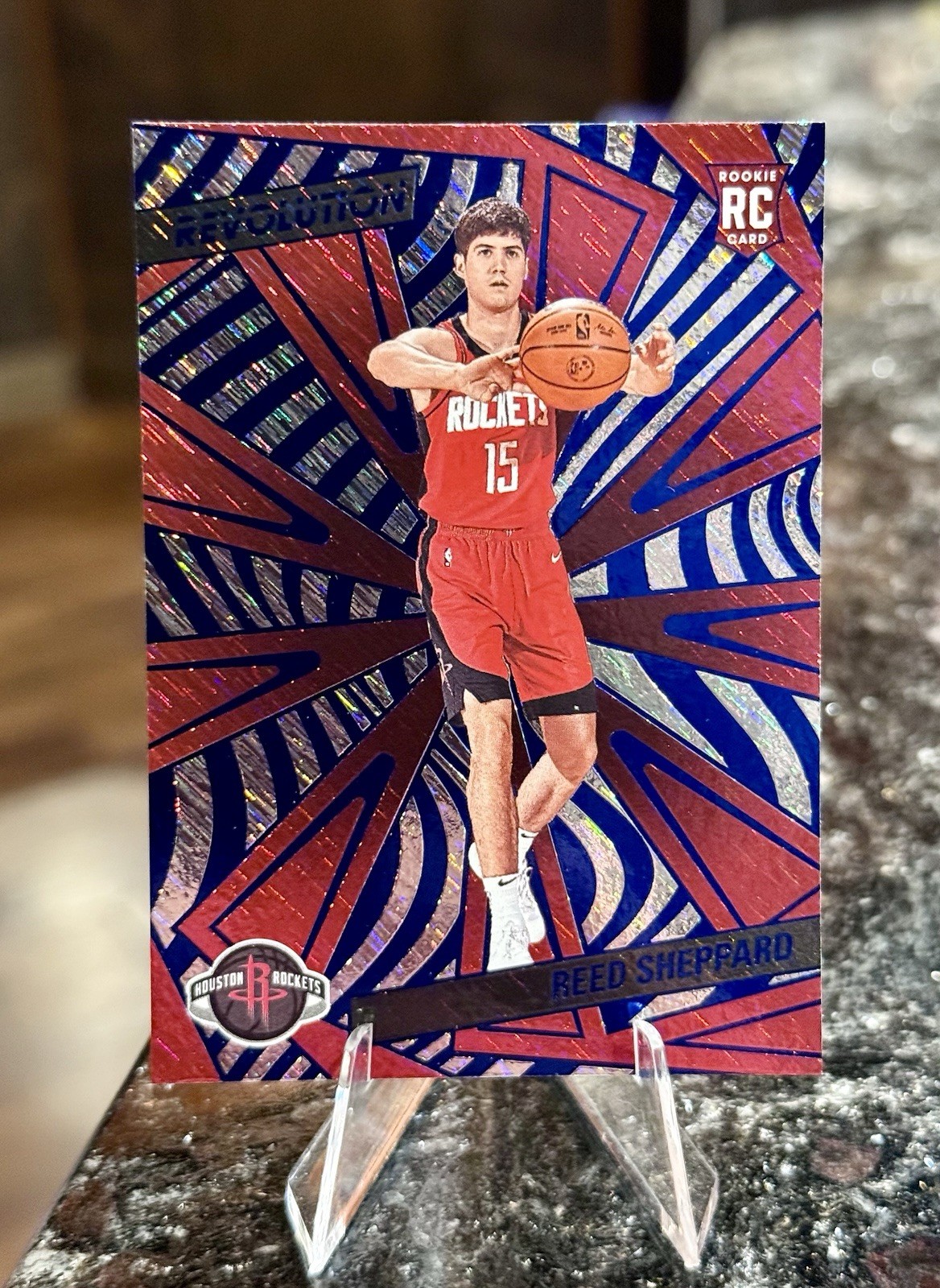 2024-25 Panini Revolution REED SHEPPARD RC #145 BLUE STORM Parallel Rockets Rook