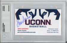 GENO AURIEMMA SIGNED BUSINESS CARD BAS BECKETT COA UCONN BASKETBALL AUTOGRAPH
