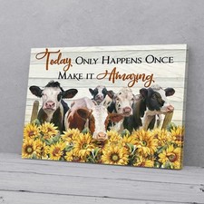 Today Make It Amazing Sunflower Cow Poster, Wall Art