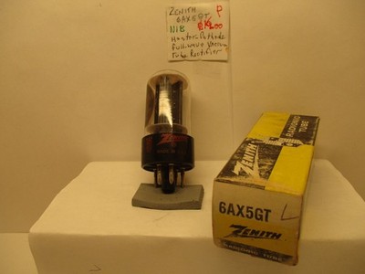 ZENITH 6AX5GT, HEATER-CATHODE TYPE, FULL-WAVE VACUUM TUBE, OCTAL BASE, NEW