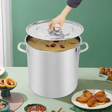 33L Stockpot Commercial Large Soup Pot 304 Stainless Steel Stockpot with Lid