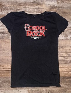 NWOT Vintage School Of Rock The Musical Girl’s Size 12 Tshirt Bling Black Red