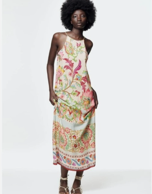 ZARA Floral Printed Flowy Dress Women's SZ Medium Viscose Summer Vacay  Cruise | eBay