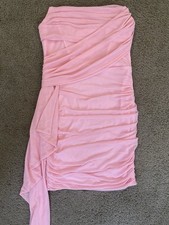NWT Colysmo Small Pink Mesh Strapless Side Draped Ruched Bodycon Corset Dress