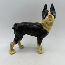 Vintage Cast Iron Boston Terrier Door Stop, 8” Tall