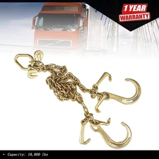 5/16''x3' G70 V-Chain Bridle w/8" Medium J Hooks,T- Hook&J-Hook w/Grab Hooks USA