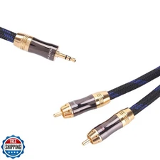 KUYIOHIFI HiFi Dual Shielded (OD 8.0mm) 3.5mm AUX to 2 RCA Audio 