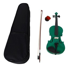 4/4 Acoustic Violin Set, Green, Basswood, with Case, Bow, Rosin