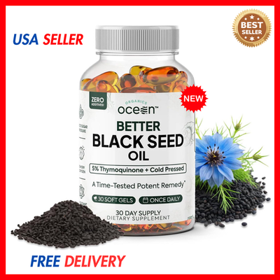#ad Organics Ocean Better Black Seed Oil 5% Thymoquinone Organic Cold Pressed 30 Cap $34.99