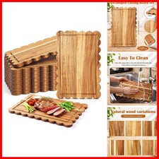 OBreezify 10 Pcs Acacia Wood Scalloped Cutting Board 15 x 10in