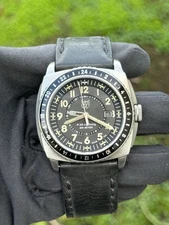 Luminox P-38 Lightning Air GMT 44mm Steel Black Dial Quartz Leather XA.9421