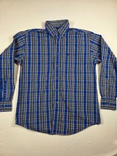 Wrangler Western Dress Shirt Men's Medium Plaid Long Sleeve Button Down Shirt