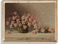 Vintage Floral Wall Art, French Country Wall Decor, Retro Flower Botanical Paint