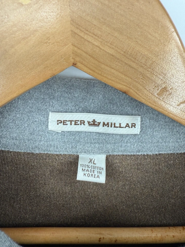 Suéter Pullover Peter Millar Para Hombre 1/4 Cremallera Golf Marrón Talla XL Preppy Foto 4 de 4