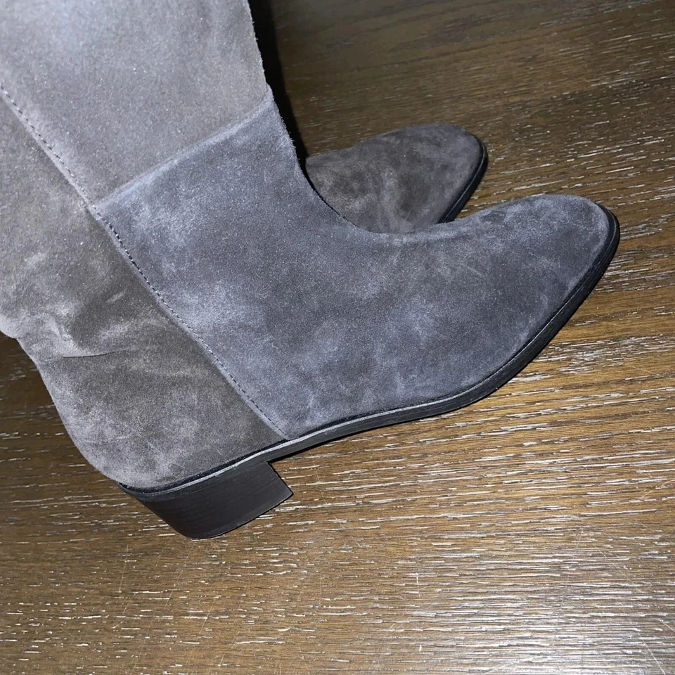 NUEVAS Botas de Gamuza Aquatalia Hasta la Rodilla Negras Cremallera Lateral Hechas en Italia Talla 8.5 EE. UU. Foto 3 de 4