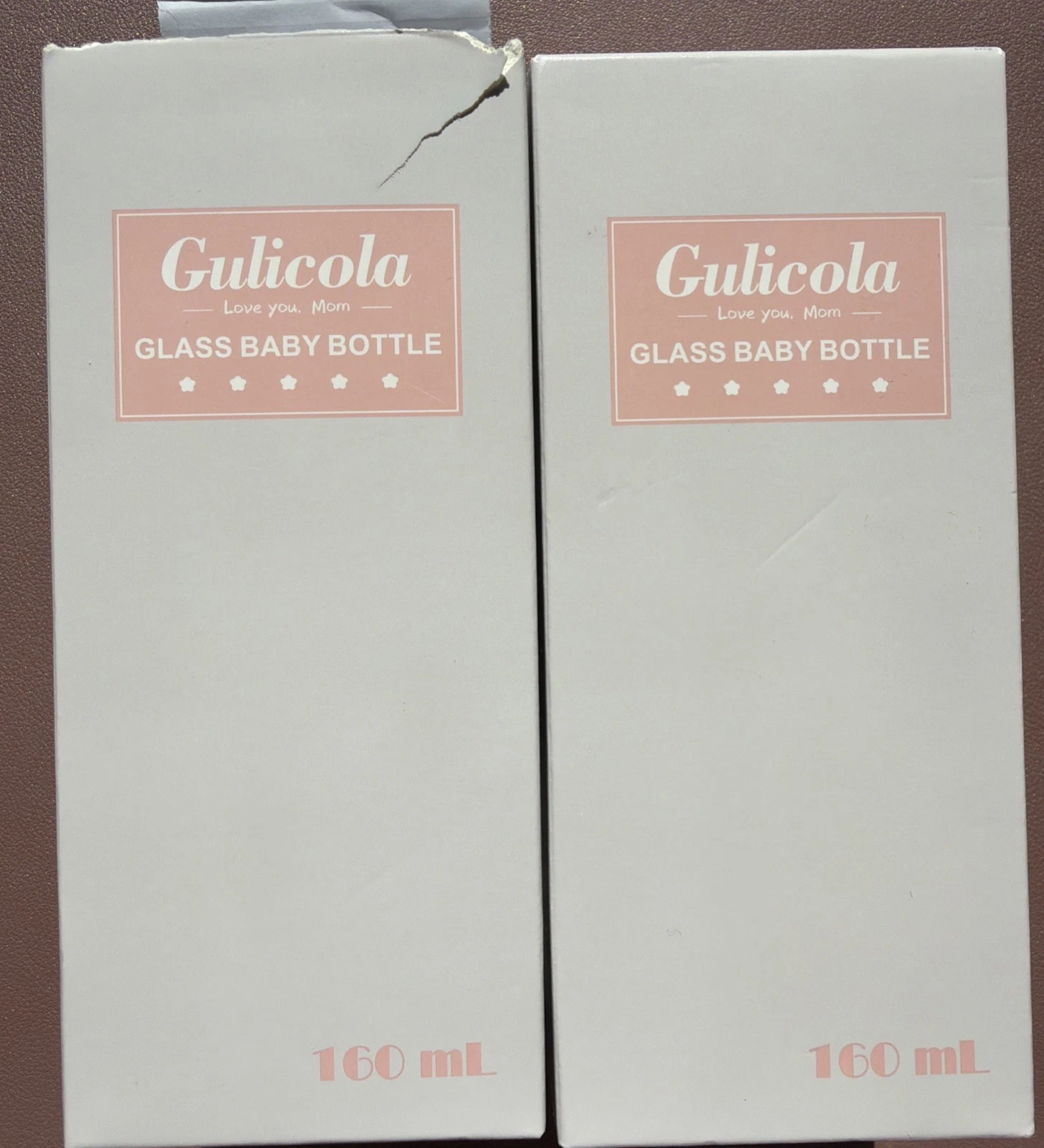 Lot Of 2 Gulicola Love You Mom Natural Glass Baby Bottle 160ml