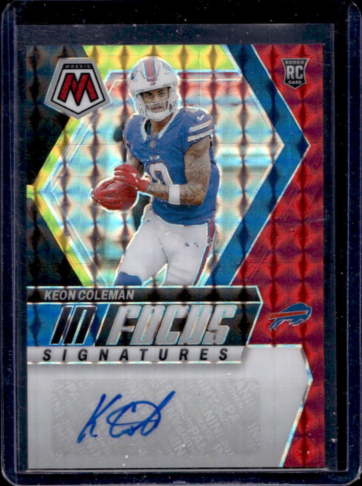 2024 Mosaic Keon Coleman In Focus RC Choice Fusion Red and Yellow Auto #IF-KCN