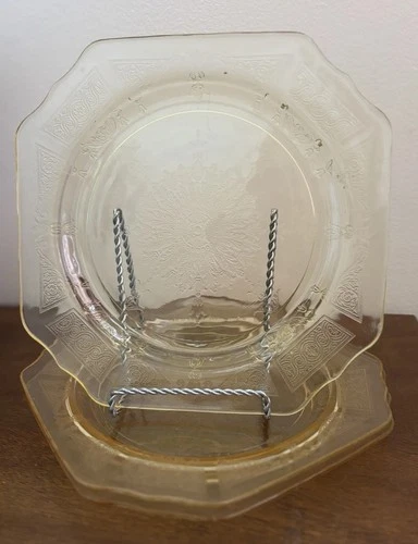 Vintage Anchor Hocking Princess Yellow Depression Glass Salad Plates Set of 3