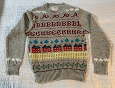 Vintage Girls Sz Medium, 8-10 School House w/ Flowers, Hearts  ABC Sweater NICE