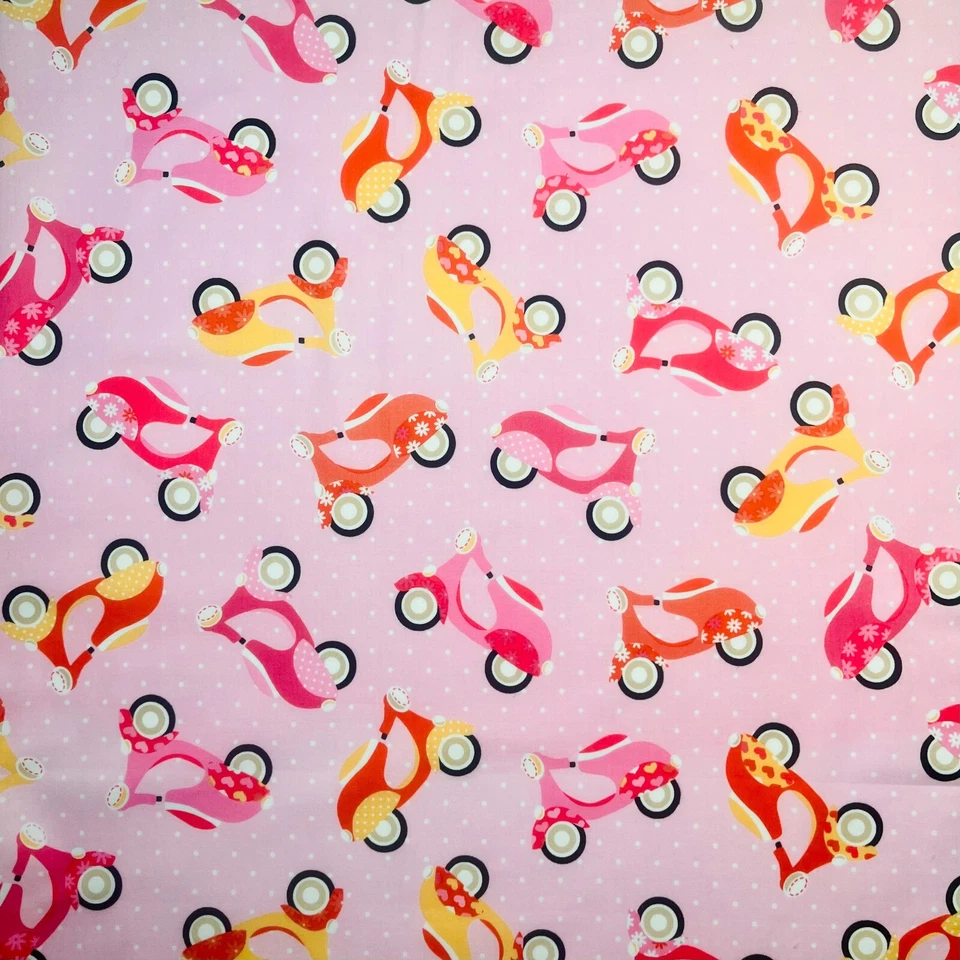 Moped Scooter Fabric by Timeless Treasures MOD-C486830 31” L x 44” W 100% Cotton - Image 2 of 4