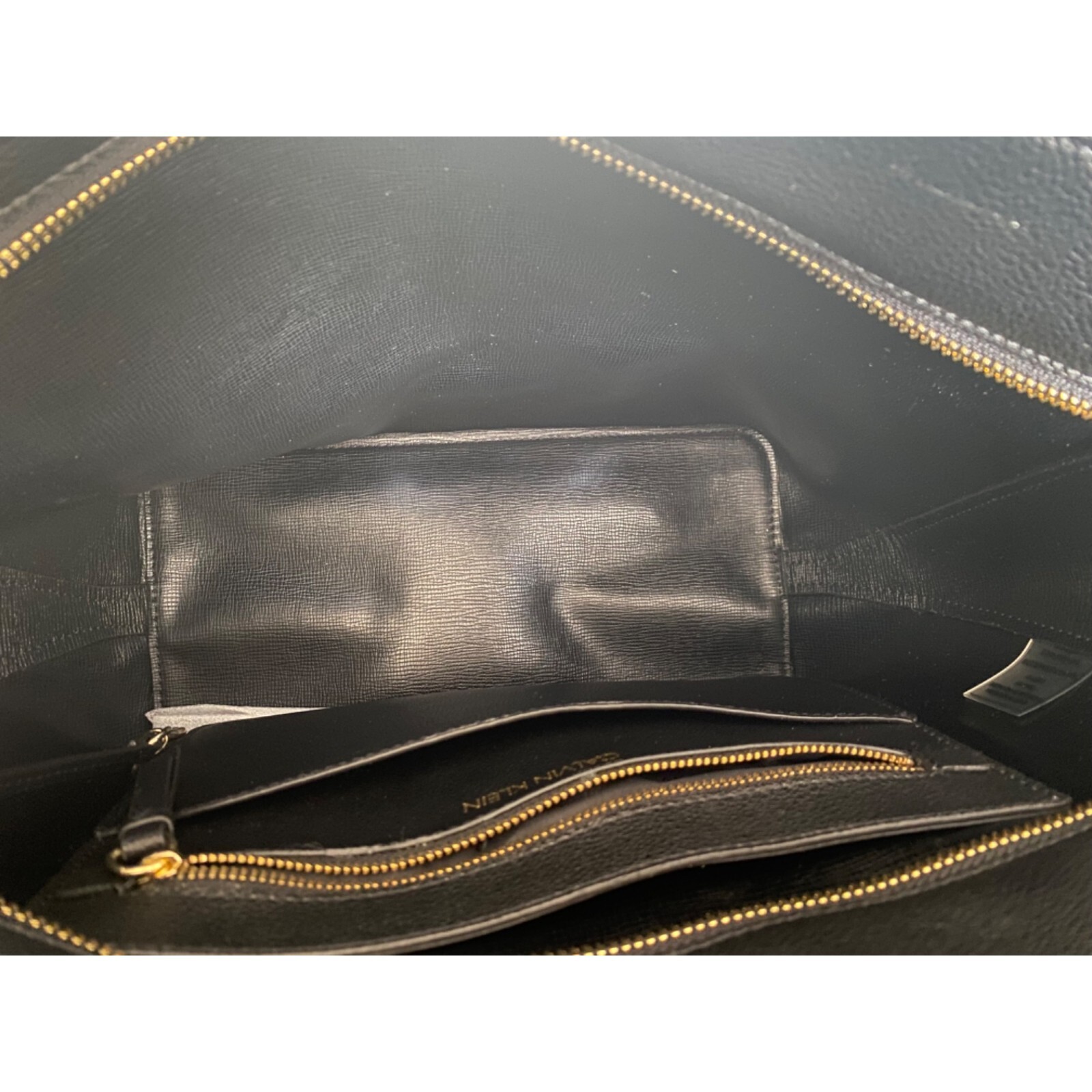 Calvin Klein Hailey Micro Pebble Top Zip Chain Tote Black NWD image 4