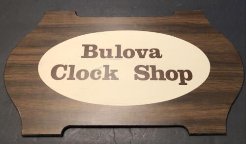Vintage Wooden BULOVA CLOCK SHOP Sign Advertising Signage Wood Plaque Wall Art - Picture 1 of 6