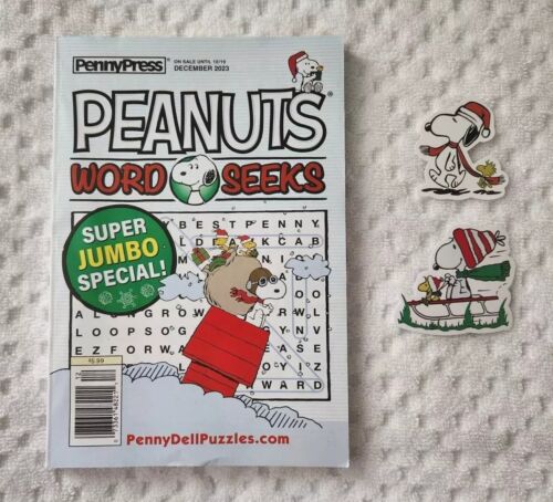Penny Press Peanuts Word Seeks, dicembre 2023, numero 17 e adesivi Snoopy, 2 - Foto 1 di 8