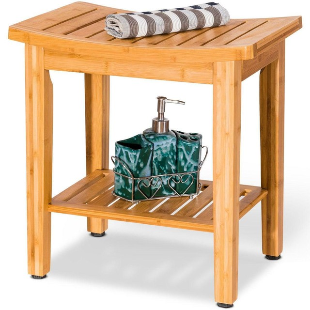 Driftwood Vanity Stool Shower Spa Storage Shelf Luxury Hotel Seat