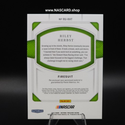 2023 Panini National Treasures - Race Used Firesuit Riley Herbst /99 (MEM) - Picture 2 of 2