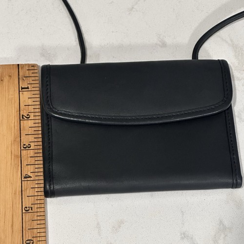 Coach Vintage Swing Wallet Purse Black Leather Small Trifold Crossbody #4843 - Picture 7 of 7