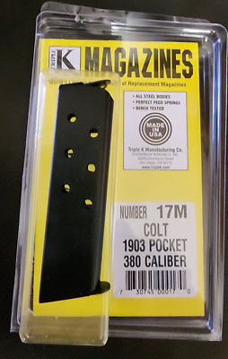 Colt Pocket M1903-1926 380 ACP Magazine (M-1903) - 7 Rd Blued Steel Triple K 17M