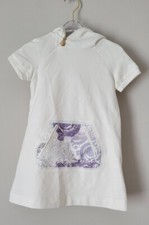 NWT NEW Young Versace girls white cotton side zipper hooded pocket dress 6y