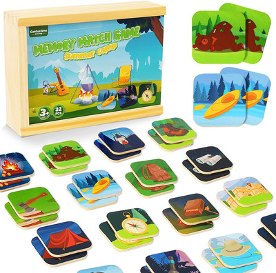 Memory Matching Game for Kids - 32Pc Summer Camp Concentration Memory Card Match