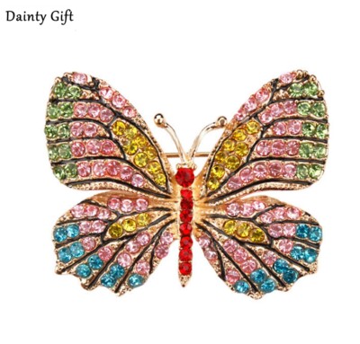 Women Multi Color Rhinestone Butterfly Insect Animal Scarf Shawl Brooch Pin