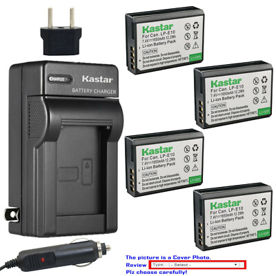 Kastar Battery AC Charger for Canon LP-E10 LC-E10 Canon EOS 2000D 3000D Camera