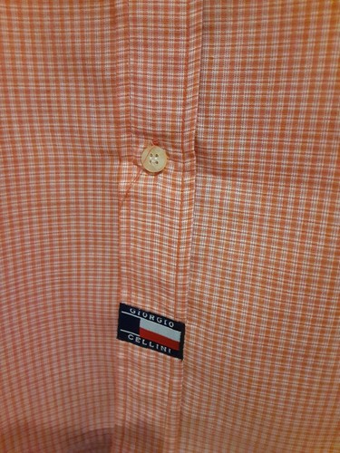 Giorgio Cellini Mens Short Sleeve Shirt Orange/White Polyester/Cotton Sz L - Picture 3 of 8