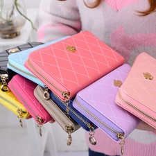 Lozenge Plaid Crown Womens Clutch Wallet Zip Around Phone Card Holder Best Gift