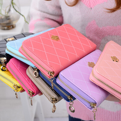 Lozenge Plaid Crown Womens Clutch Wallet Zip Around Phone Card Holder Best  Gift