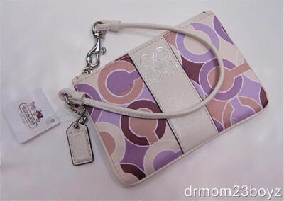 【COACH】SIGNATURE WALLET New NWT Coach Signature Julia Wristlet Wallet Purse Ivory Lavender